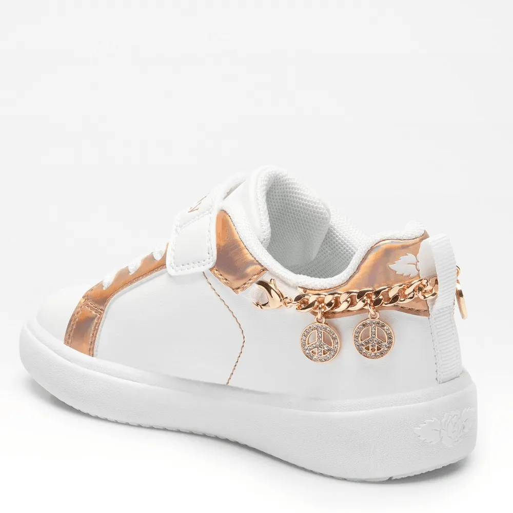 Lelli Kelly Girls White and Gold Removable Bracelet Charm Trainers