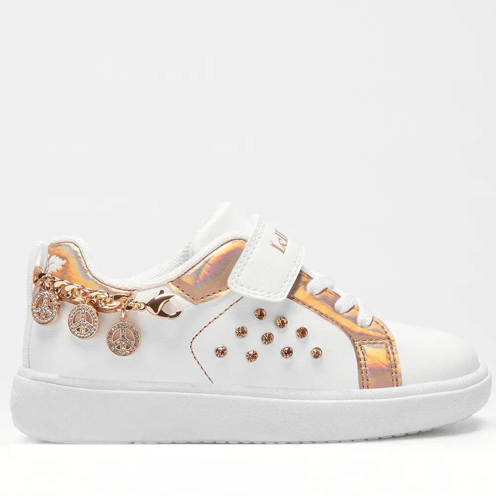 Lelli Kelly Girls White and Gold Removable Bracelet Charm Trainers