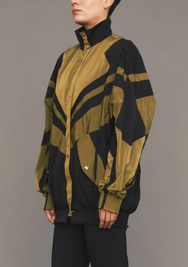 Light Weight Water Repellent Ski Jacket - Patchwork Black/Gold