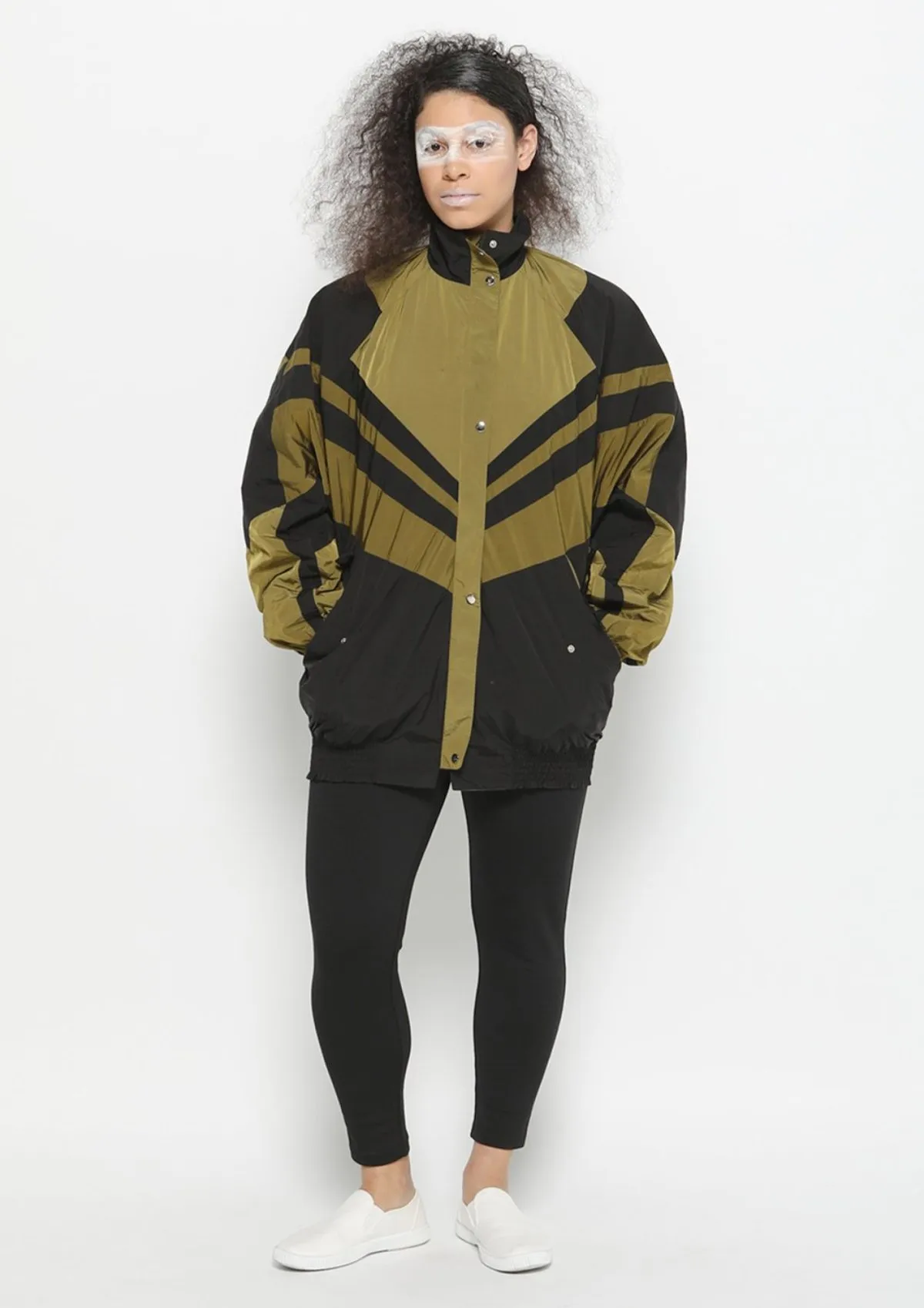 Light Weight Water Repellent Ski Jacket - Patchwork Black/Gold