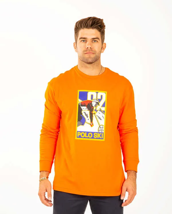 Longsleeve Polo Ski Graphic Shirt - Orange