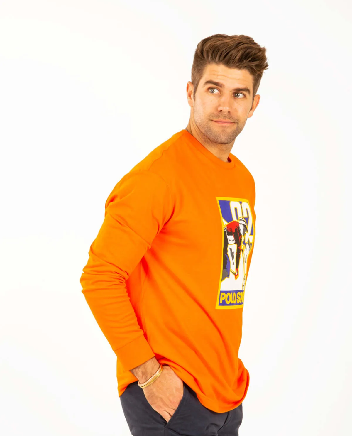 Longsleeve Polo Ski Graphic Shirt - Orange