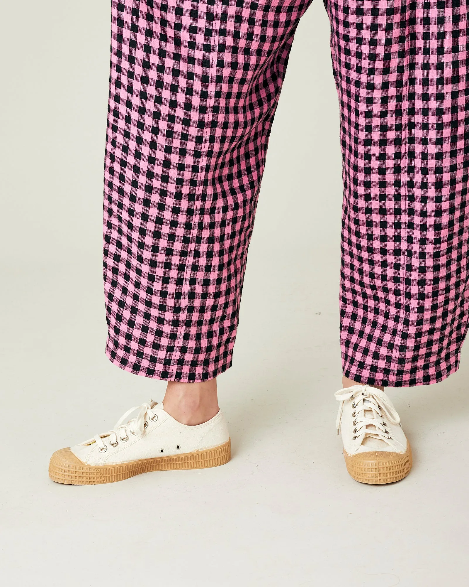 Mabel Pink & Black Gingham Linen Trousers