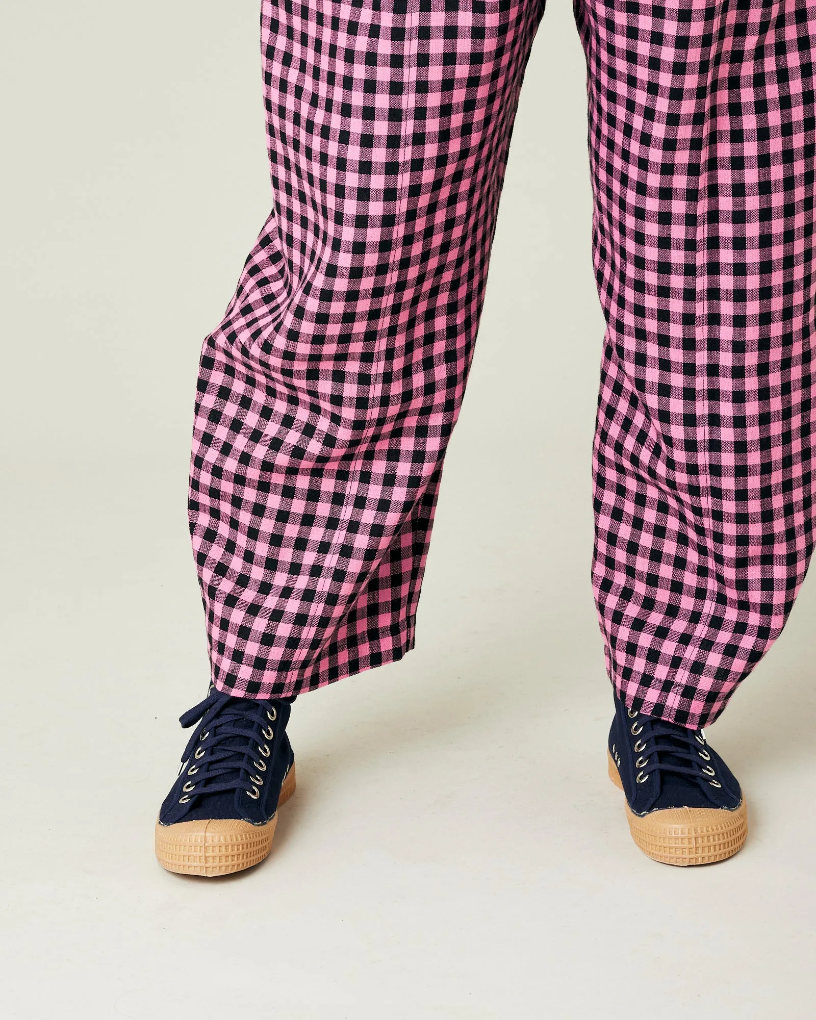 Mabel Pink & Black Gingham Linen Trousers