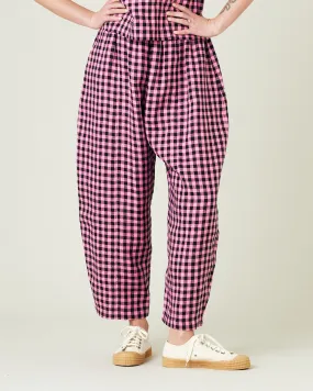 Mabel Pink & Black Gingham Linen Trousers