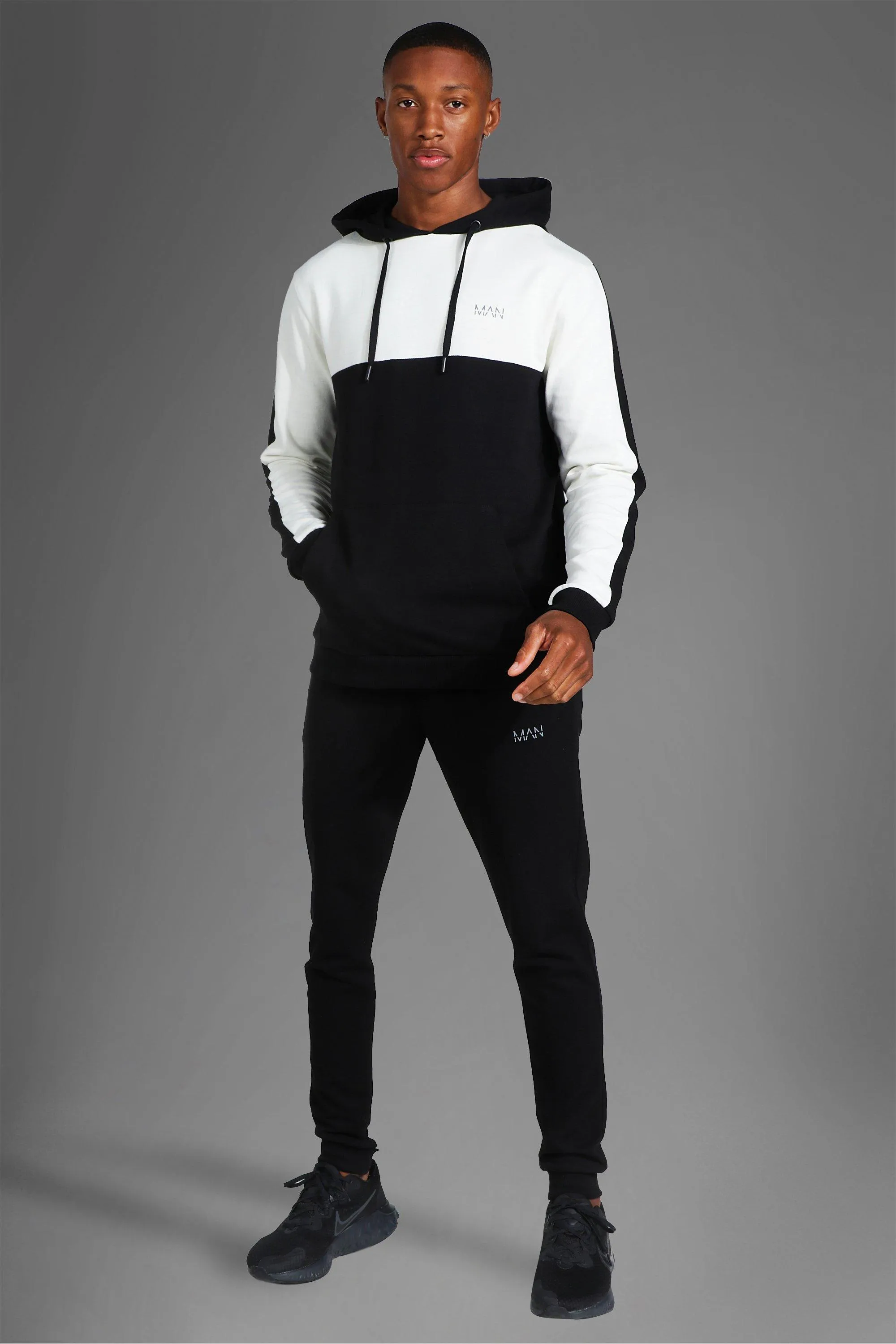 Man Active Gym Colour Block Hoodie Tracksuit | boohooMAN UK