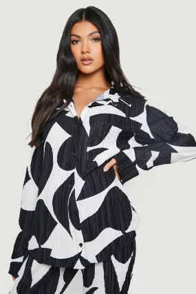 Maternity Abstract Print Plisse Shirt