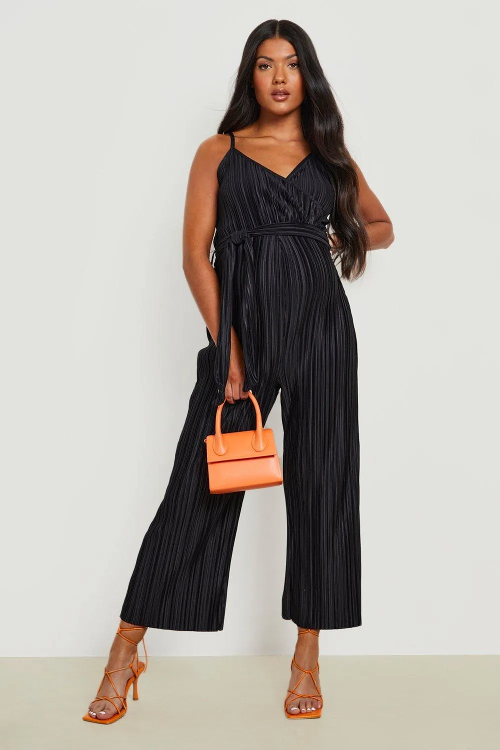 Maternity Cami Plisse Wrap Culotte Jumpsuit