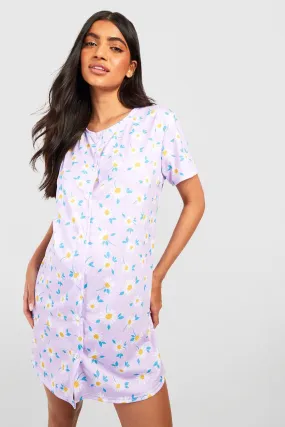 Maternity Floral Button Down Nightgown