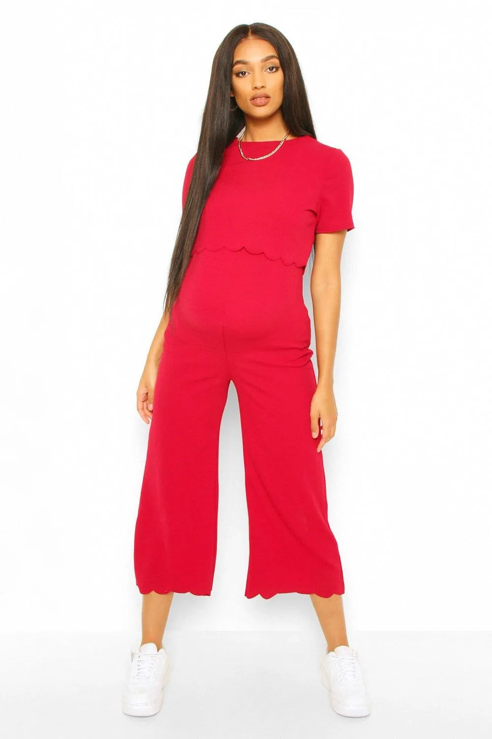 Maternity Scallop Nursing Culotte Jumpsuit