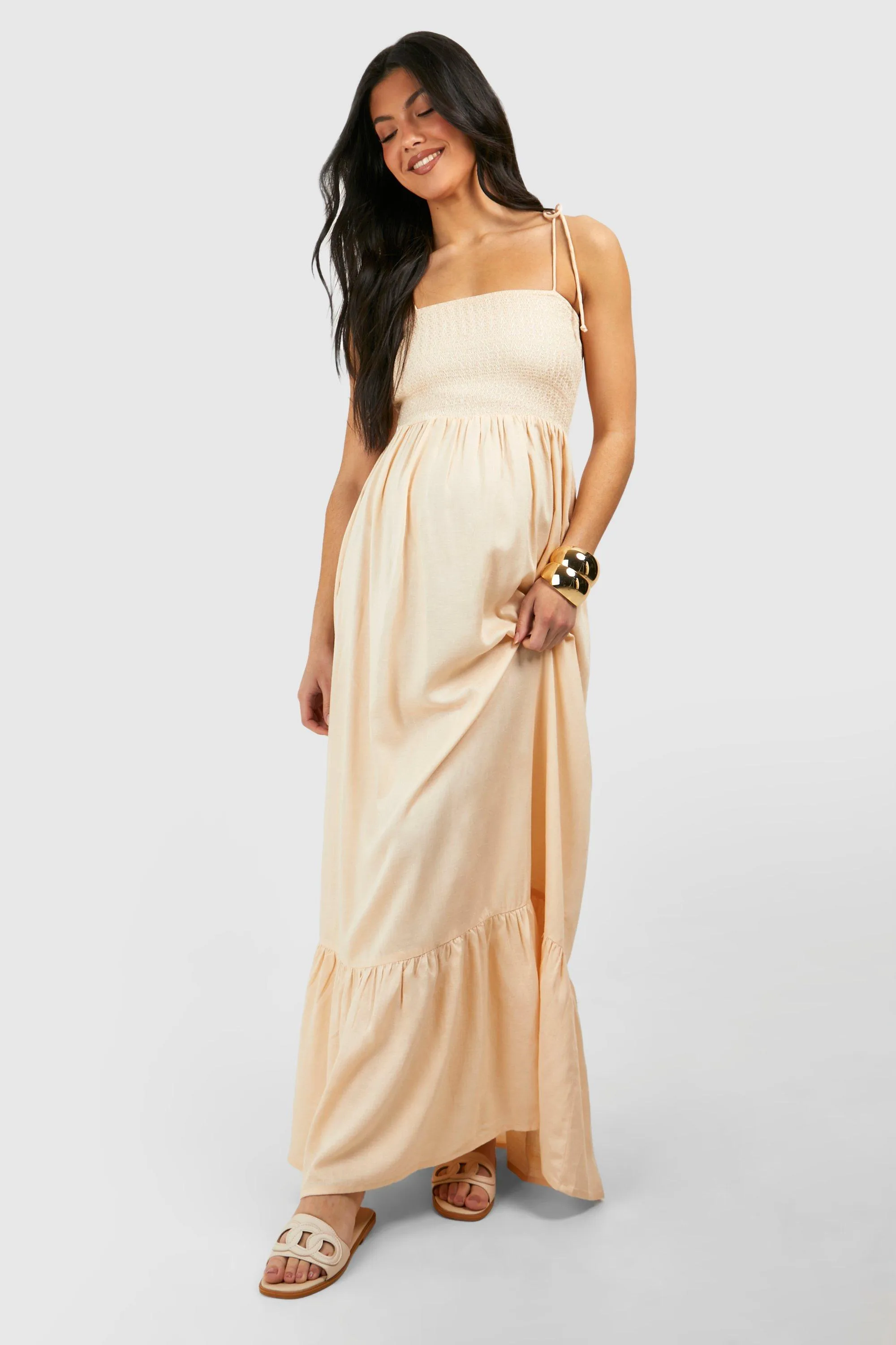 Maternity Shirred Bandeau Maxi Dress