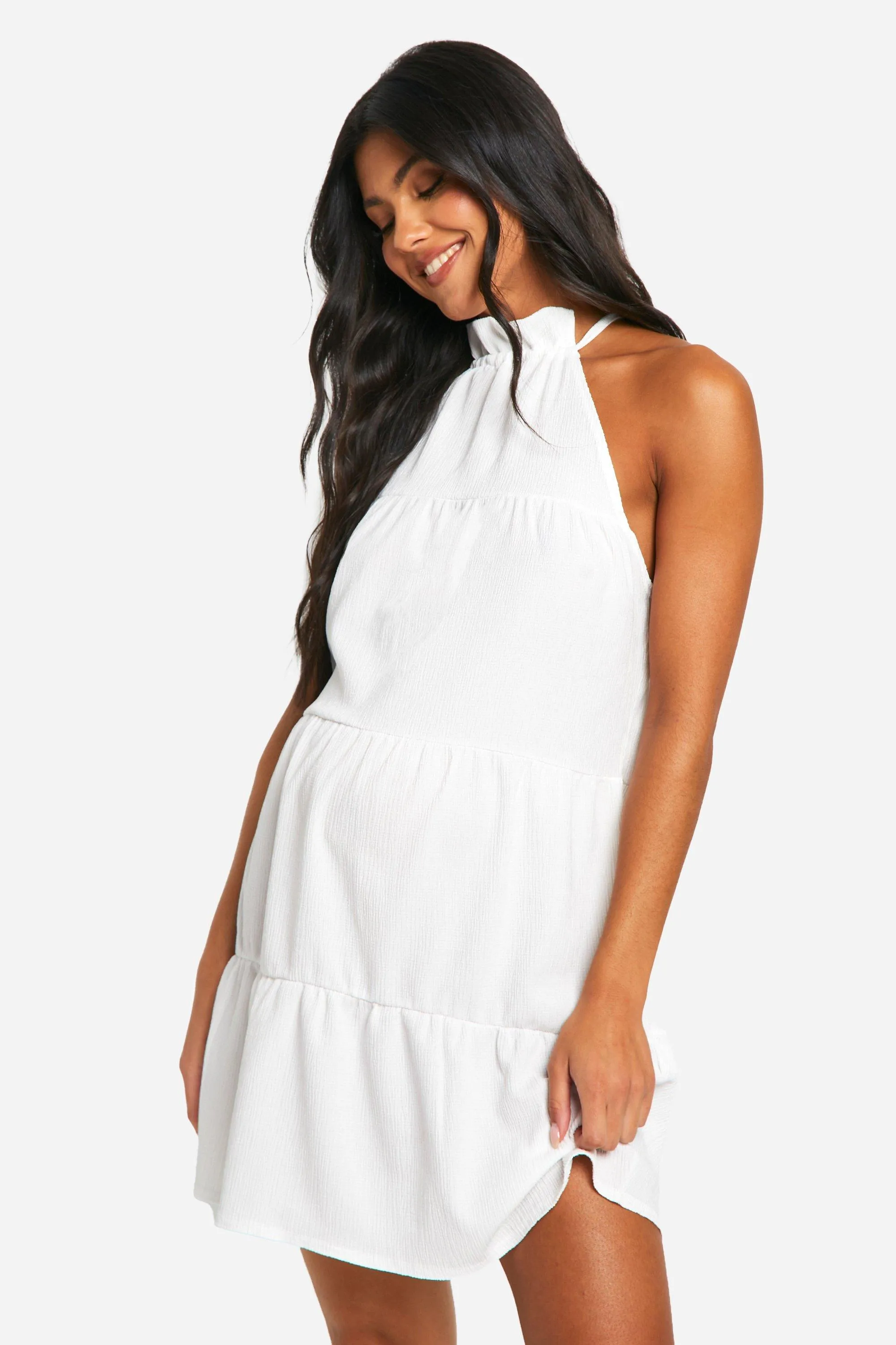 Maternity Textured High Neck Cami Smock Dress