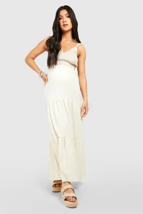 Maternity Textured Tiered Maxi Skirt