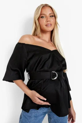 Maternity Woven Off The Shoulder Blouse