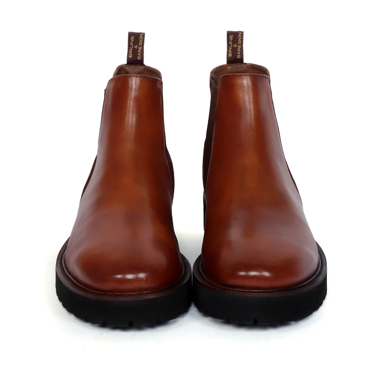 Men's Chelsea Leather Boots with Customized Chunky Sole