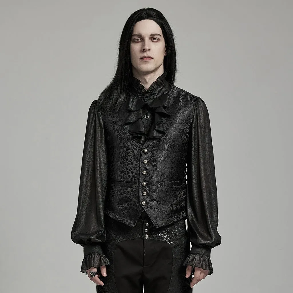 Men's Gothic Floral Jacquard Lace-up Vest