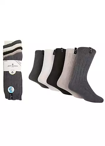 Mens Pack of 5 Ribbed Boot Socks by Jeff Banks | Look Again