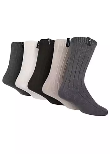 Mens Pack of 5 Ribbed Boot Socks by Jeff Banks | Look Again