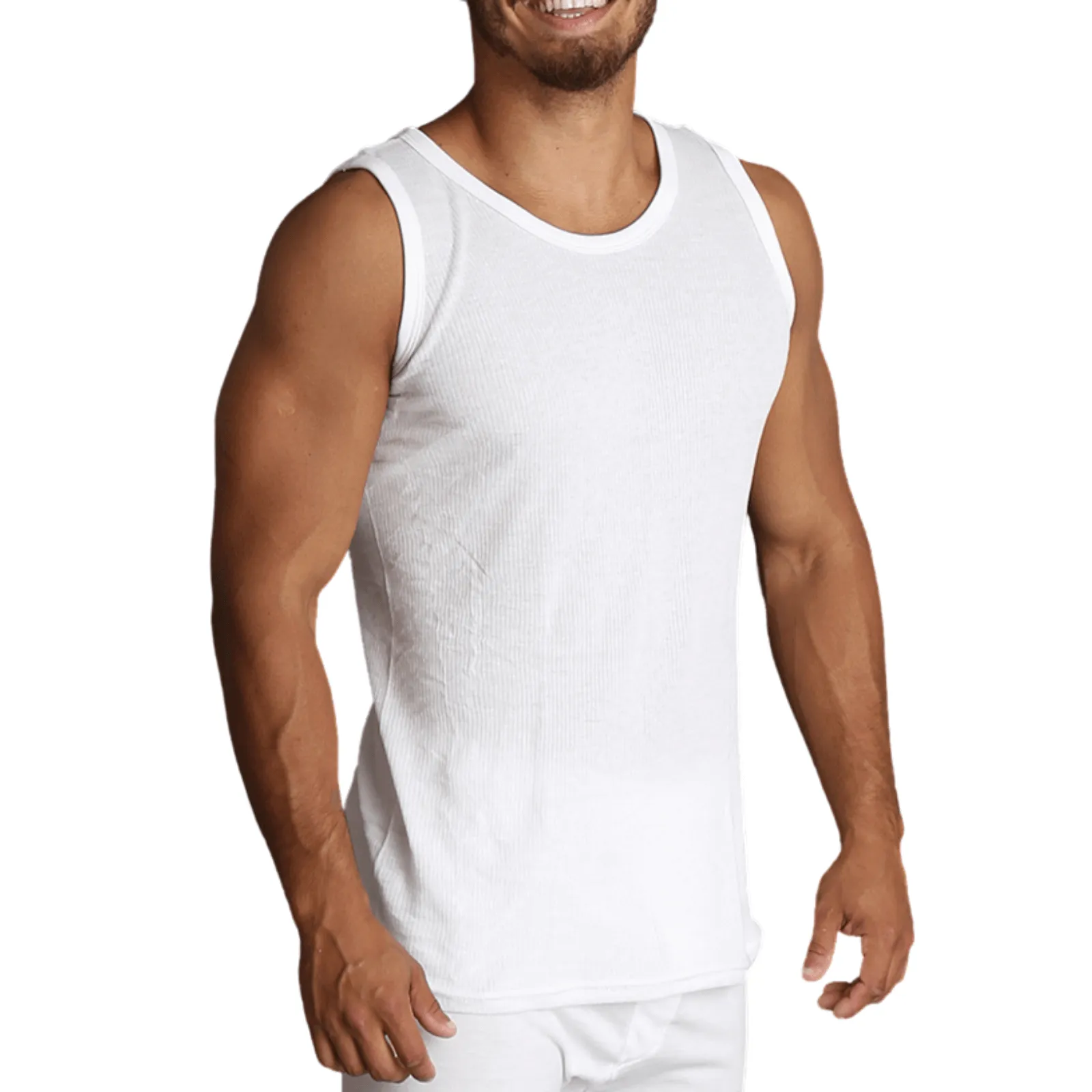 Mens THERMAL Merino Wool Blend Singlet - Natural