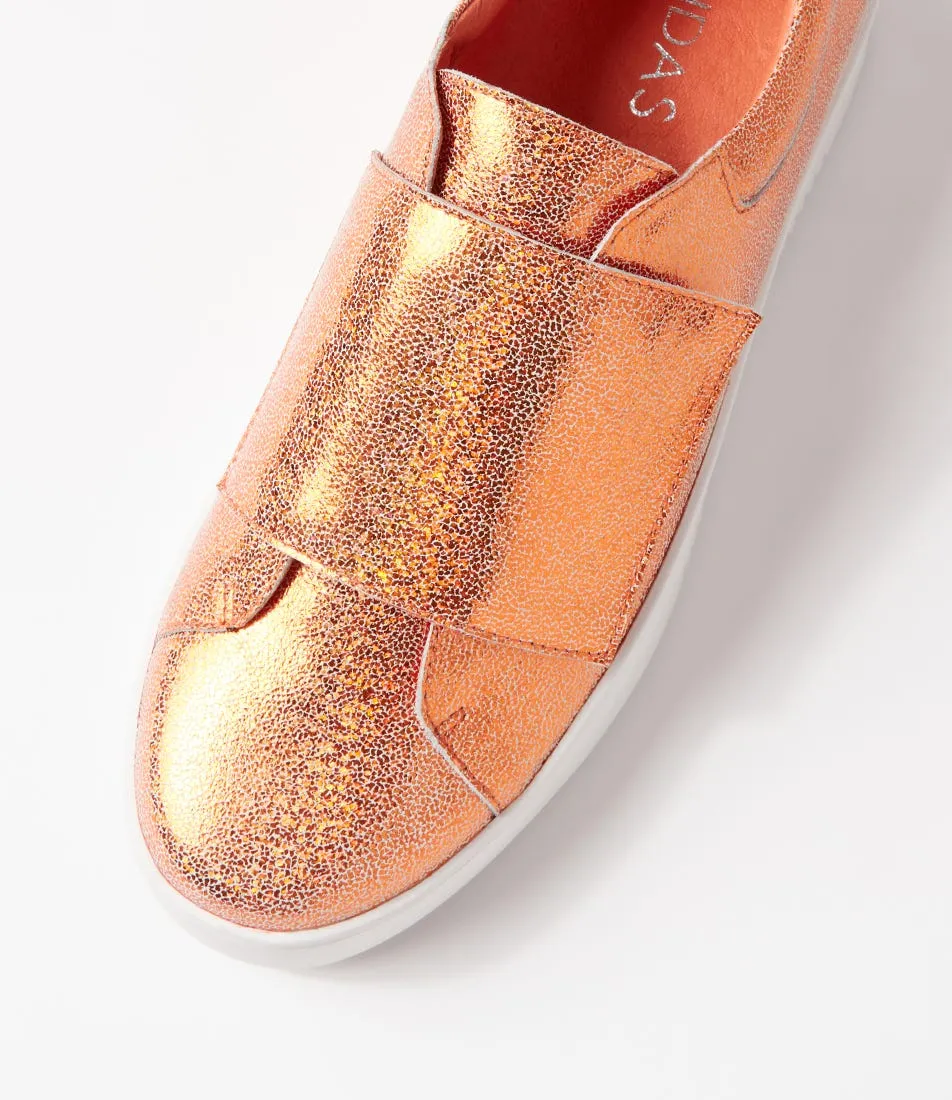 MIDAS Levie Orange Glam Leather Sneakers