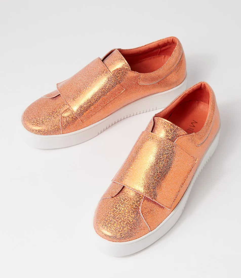 MIDAS Levie Orange Glam Leather Sneakers