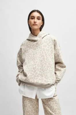 NAOMI x BOSS longline hoodie with leopard pattern