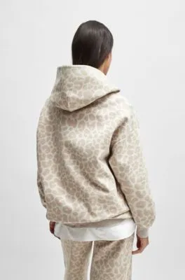 NAOMI x BOSS longline hoodie with leopard pattern