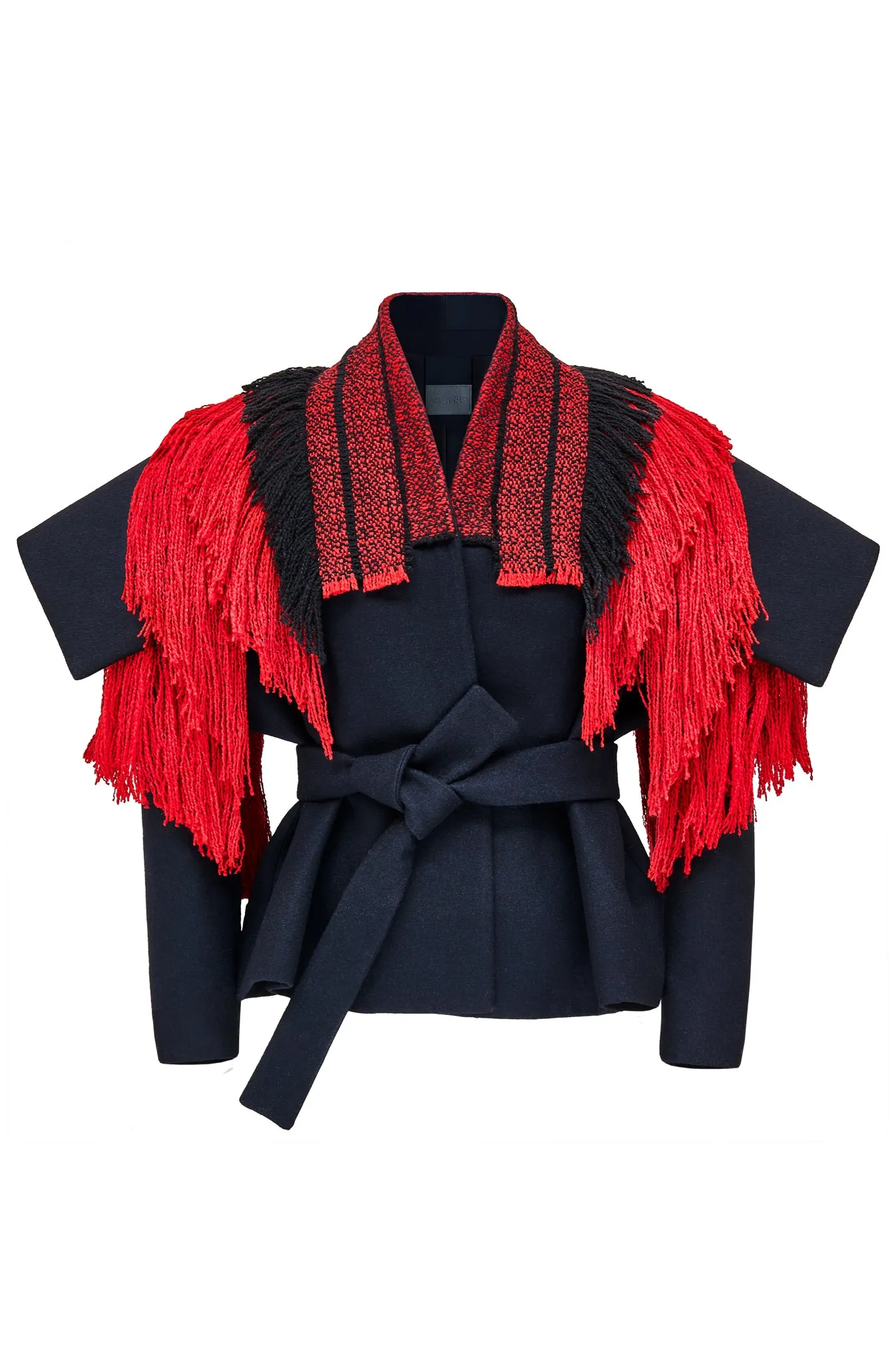 Navy, Red and Black Wool Armour Jacket