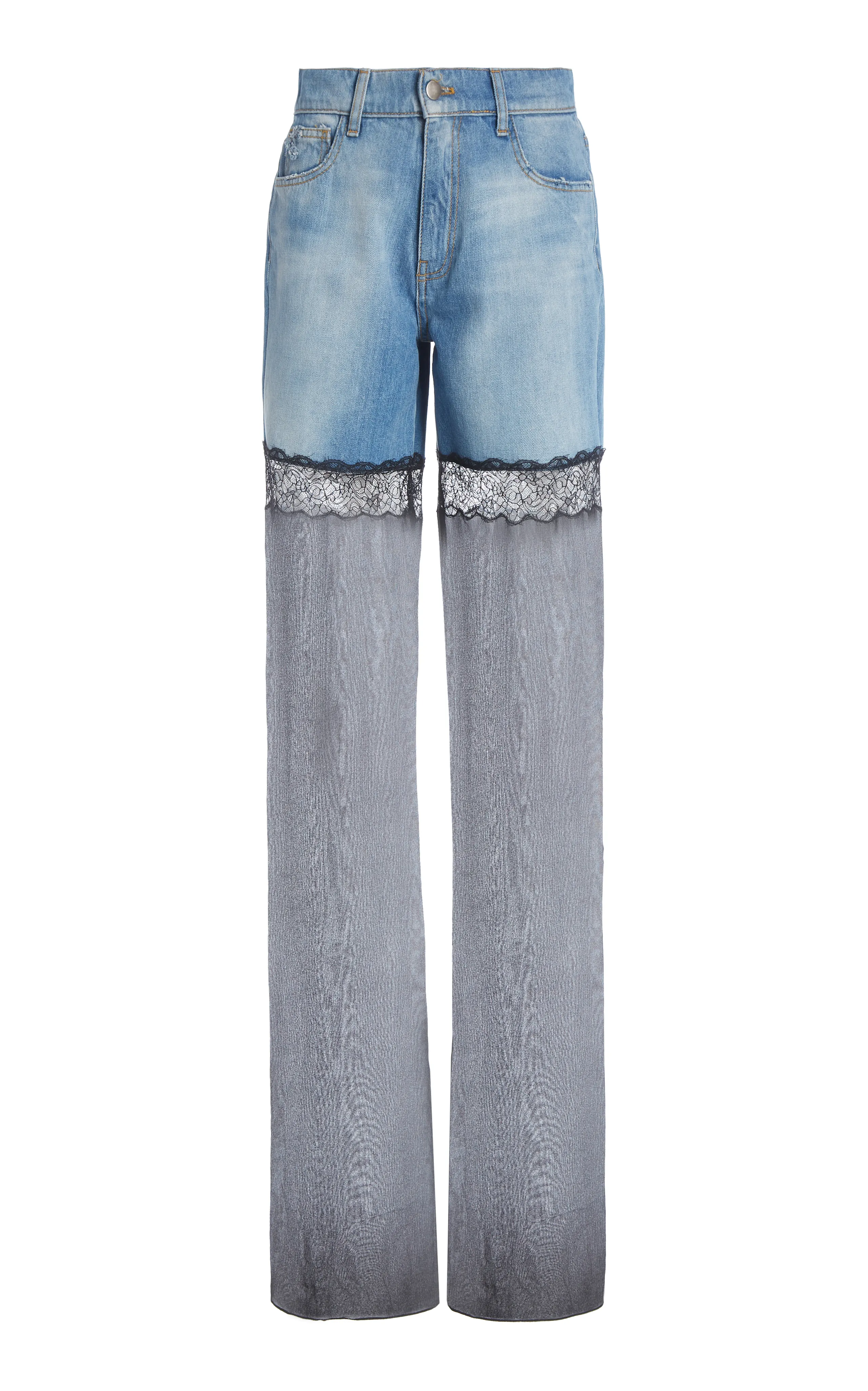 Nensi Dojaka Hybrid Denim and Mesh Wide-Leg Jeans