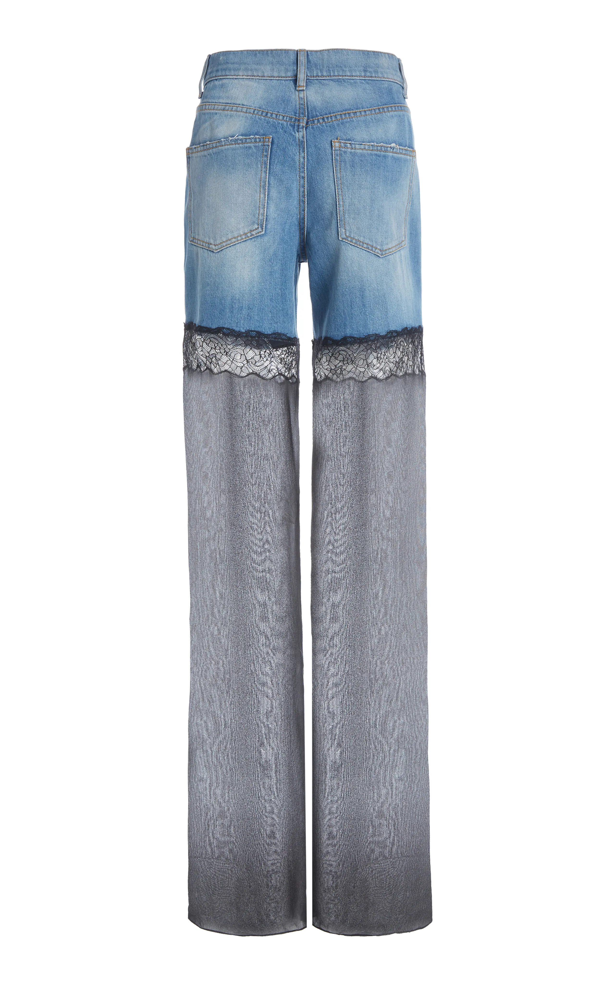 Nensi Dojaka Hybrid Denim and Mesh Wide-Leg Jeans