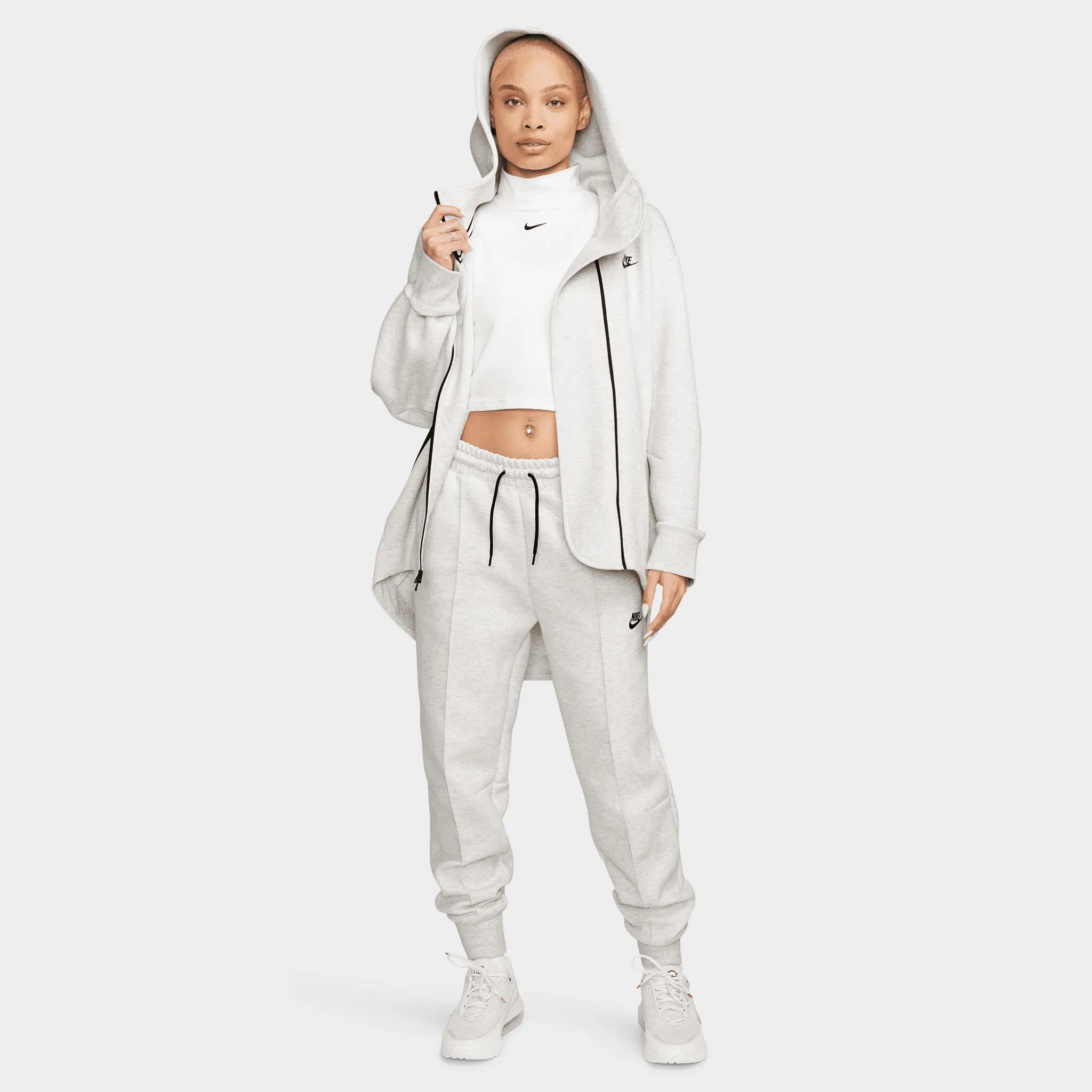 Nike Sportswear Women's Mid-Rise Tech Fleece Joggers Light Grey / Heather - Black