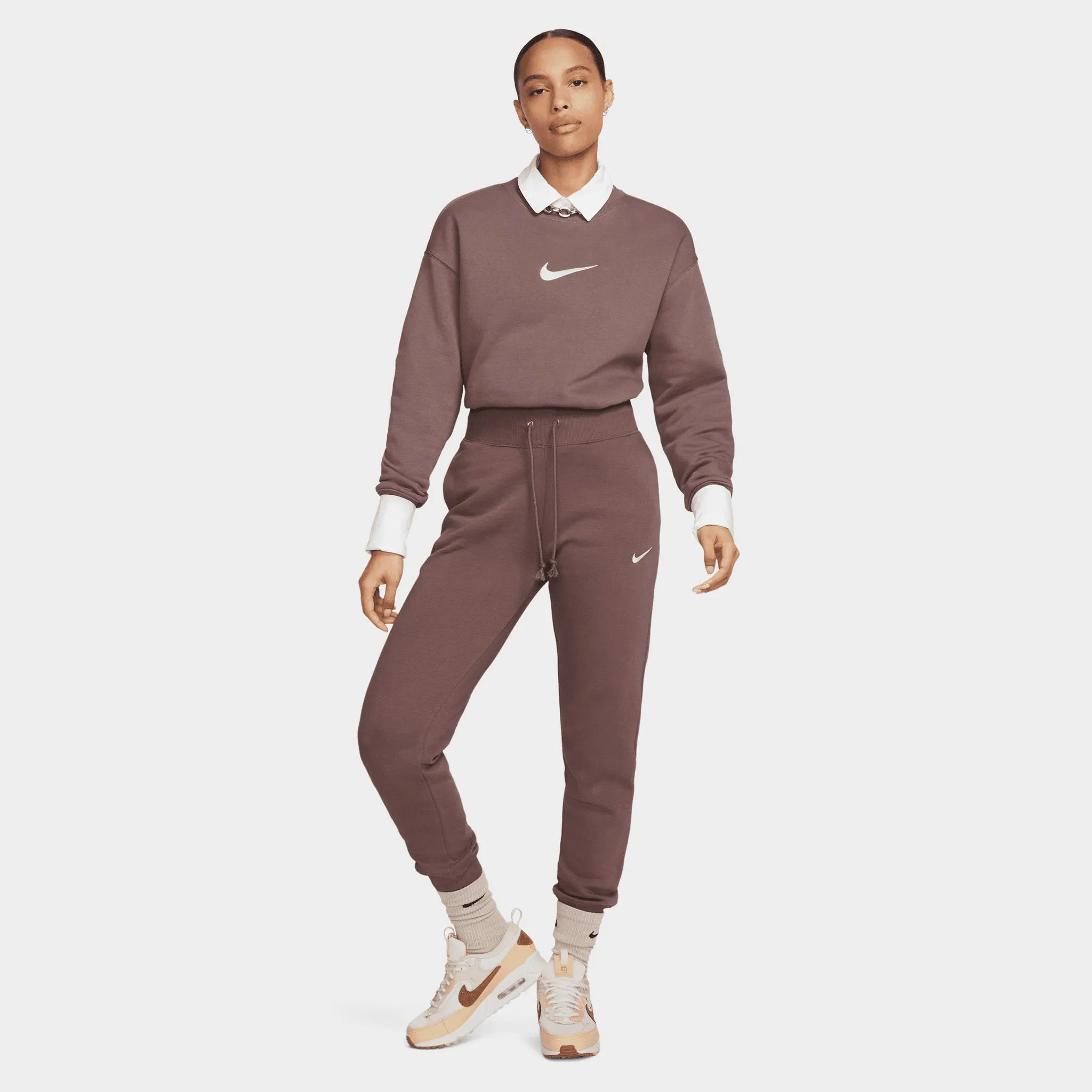 Nike Sportswear Women's Phoenix Fleece High-Waisted Fleece Joggers Plum Eclipse / White