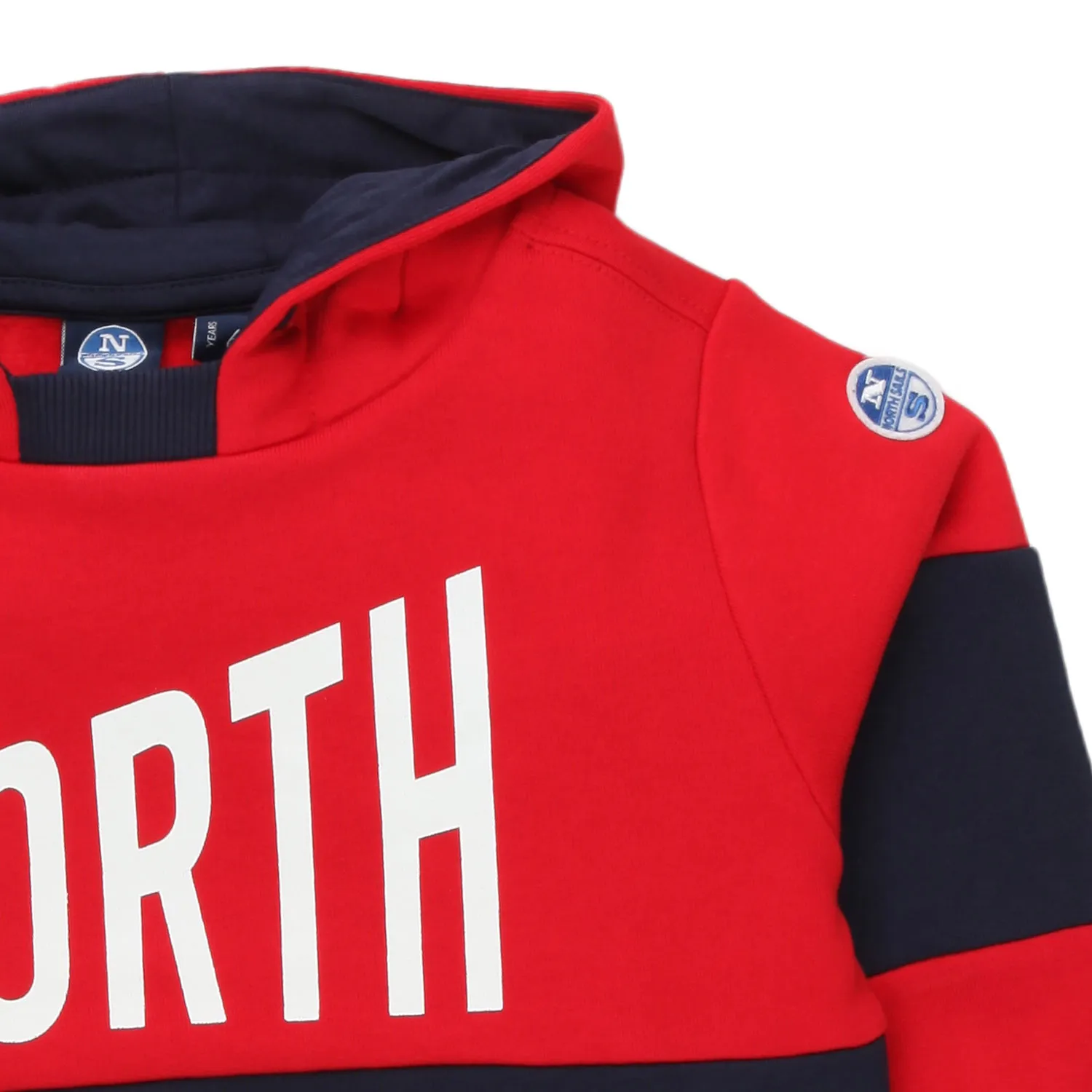 North Sails Red And Blue Hoodie Sweatshirt For Kids And Teen