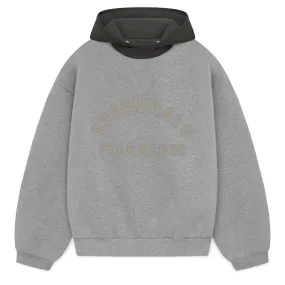 NYLON FLEECE HOODIE DARK HEATHER GREY OATMEAL | Bodega