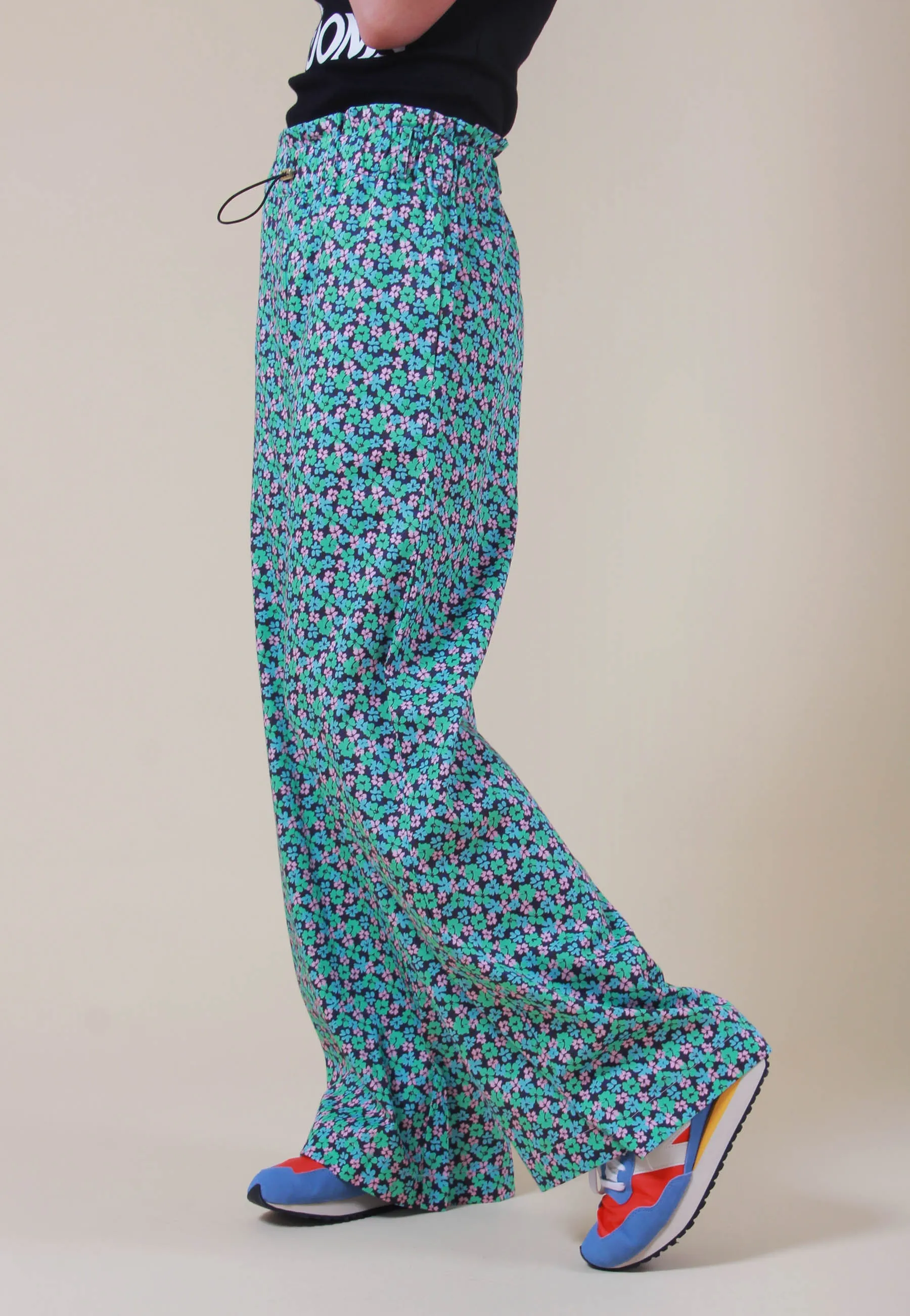 Organic Cotton Floral Trousers - blue