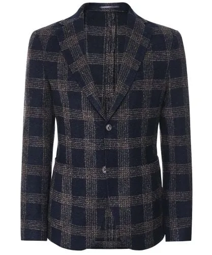 Pal Zileri Navy Wool Blend Check Jacket | Jules B