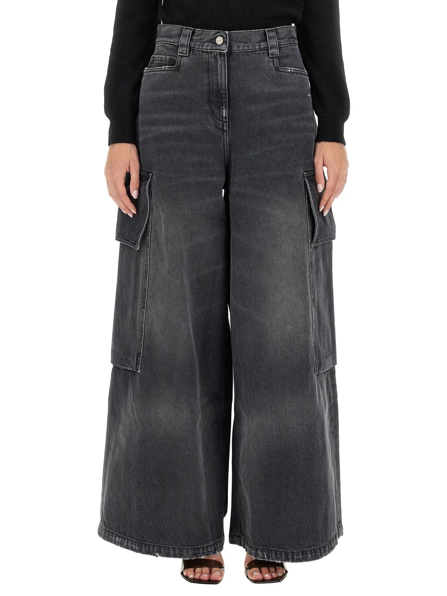 PALM ANGELS      JEANS PARACHUTE AMPIO IN DENIM DI COTONE