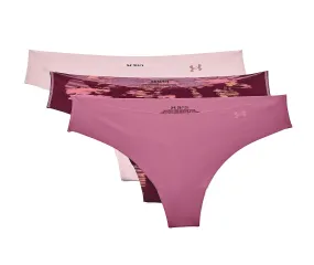 panties Under Armour Pure Stretch Thong 3 Pack Print - 669/Pace Pink/Dark Cherry - women´s