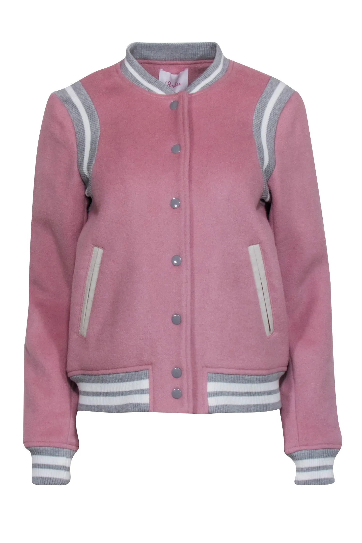 Parker - Pink & Grey Letterman Style Jacket Sz S