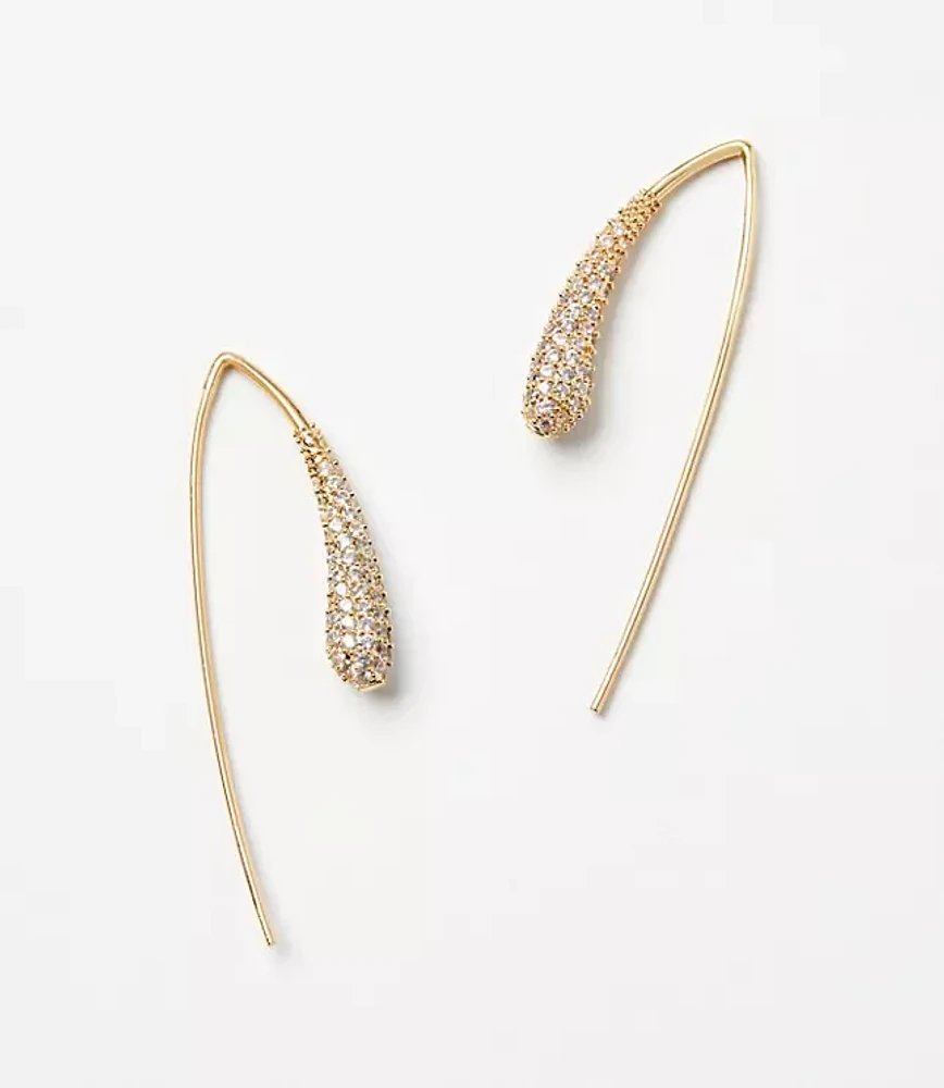 Pave Pull Through Teardrop Earrings