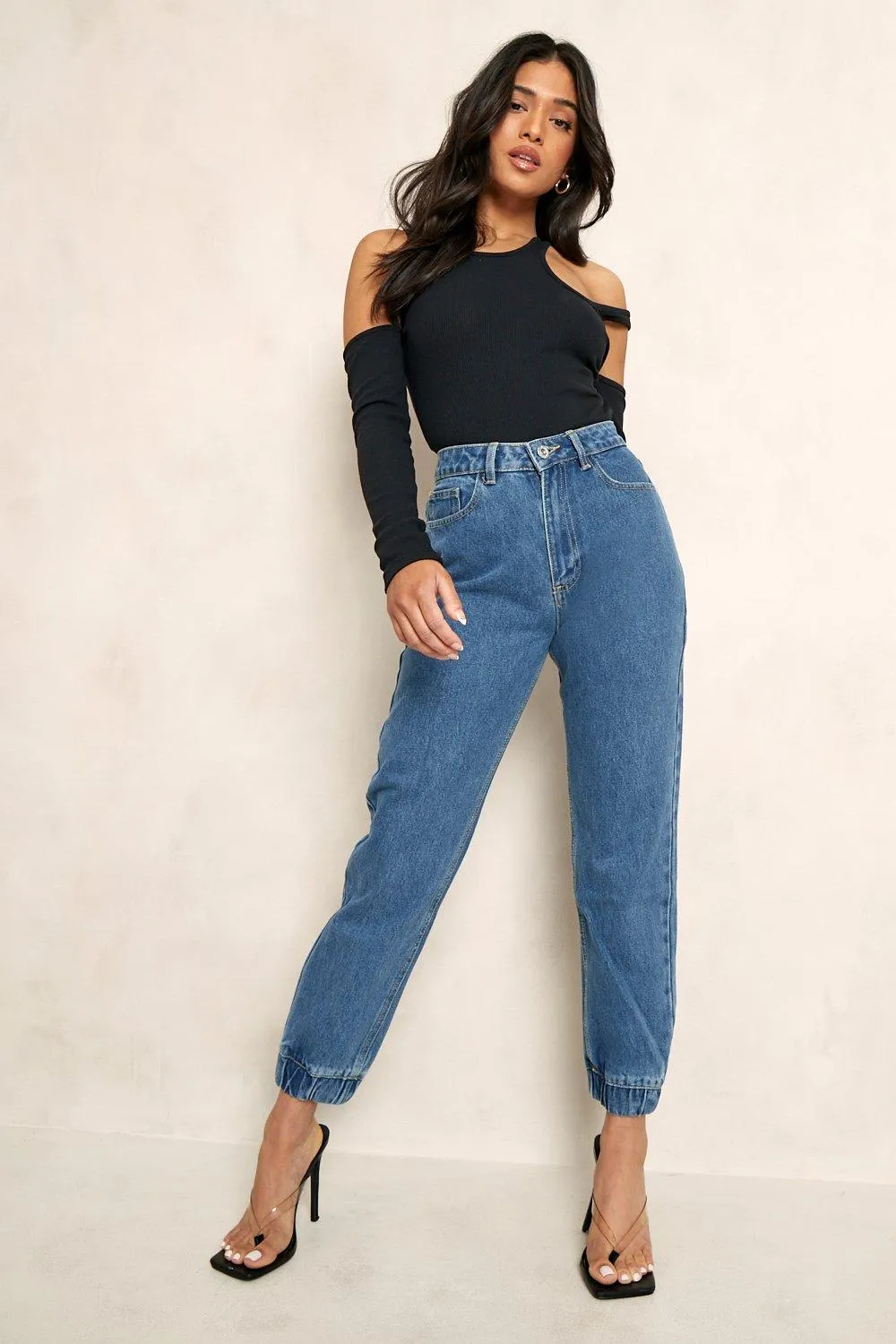 Petite Denim Cuff Joggers