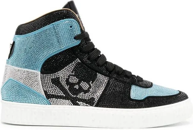 Philipp Plein crystal-embellished high-top sneakers Blue