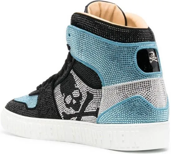 Philipp Plein crystal-embellished high-top sneakers Blue