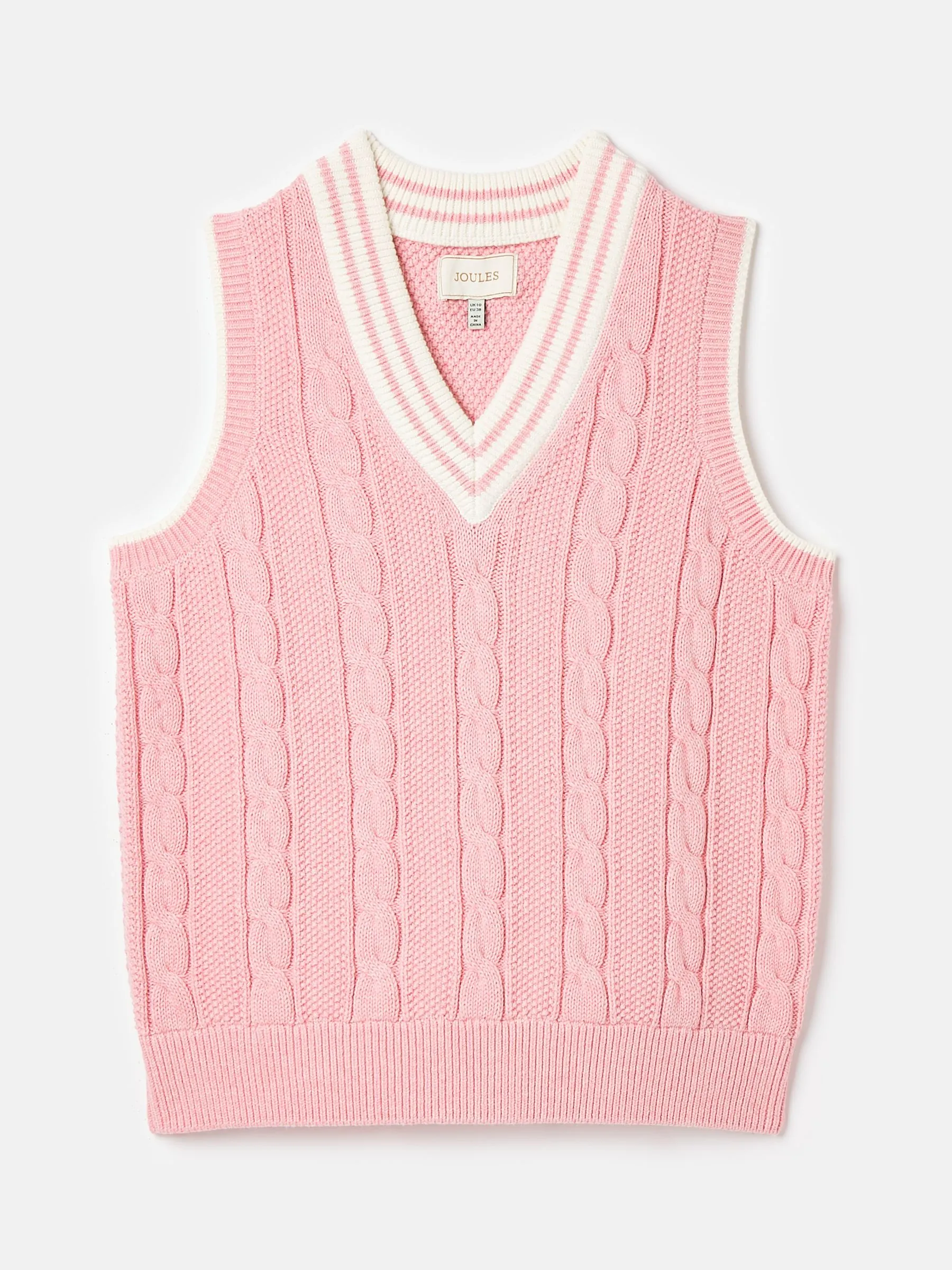 Pink Cable Knitted V-Neck Vest