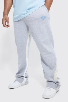 Plus Man Stacked Flare Button Gusset Joggers