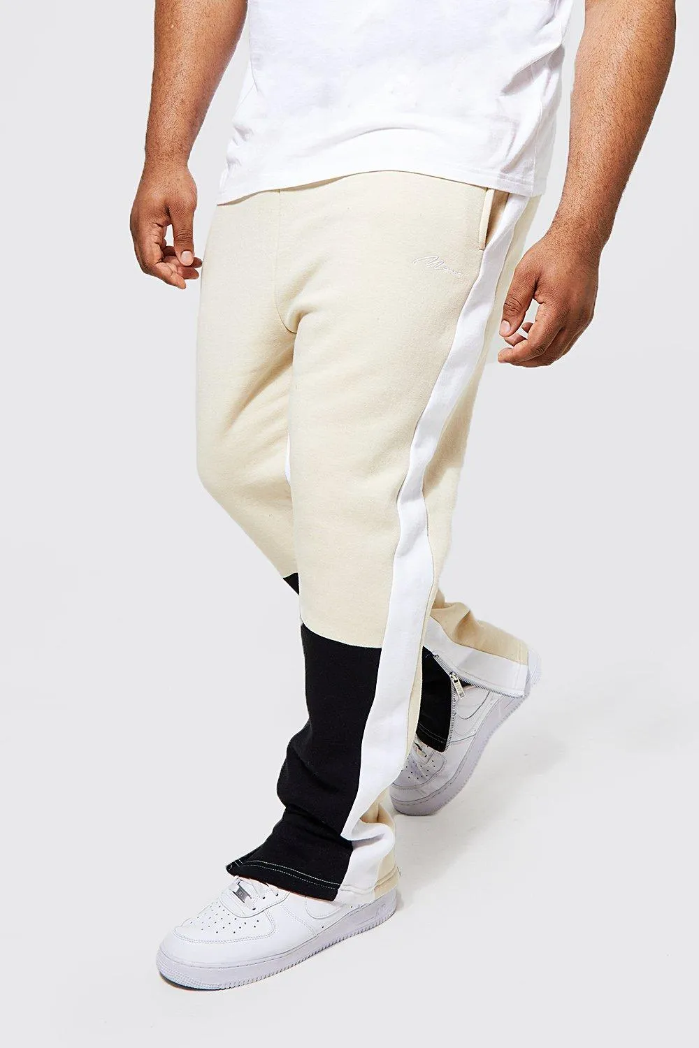 Plus Slim Fit Man Colour Block Joggers