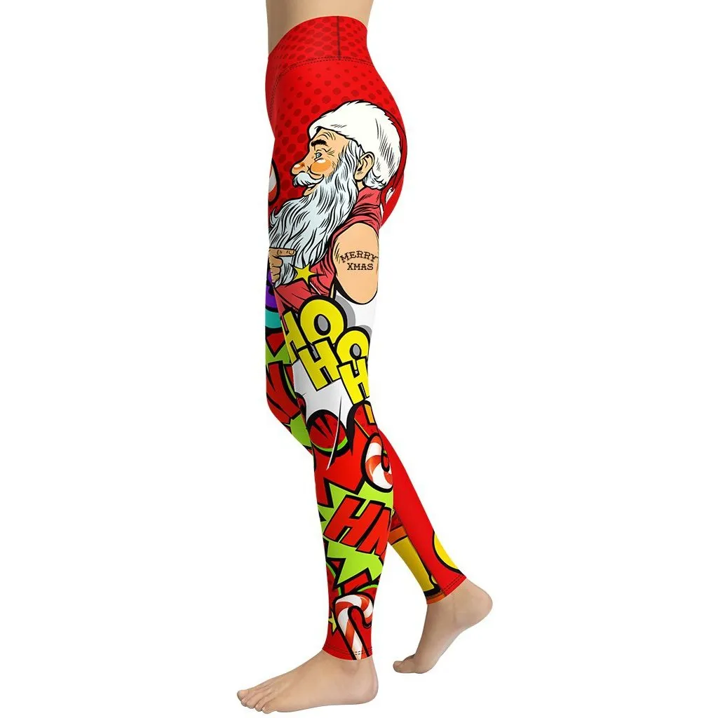 Pop Art Santa Christmas Yoga Leggings