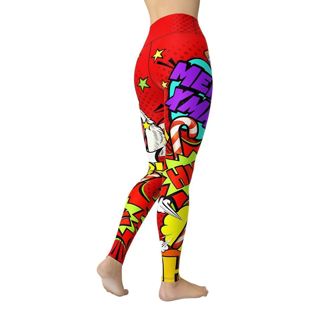 Pop Art Santa Christmas Yoga Leggings