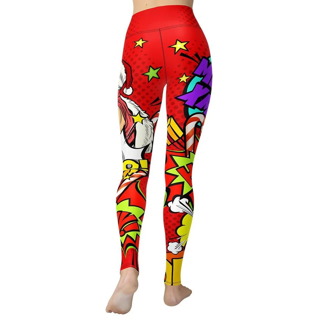 Pop Art Santa Christmas Yoga Leggings