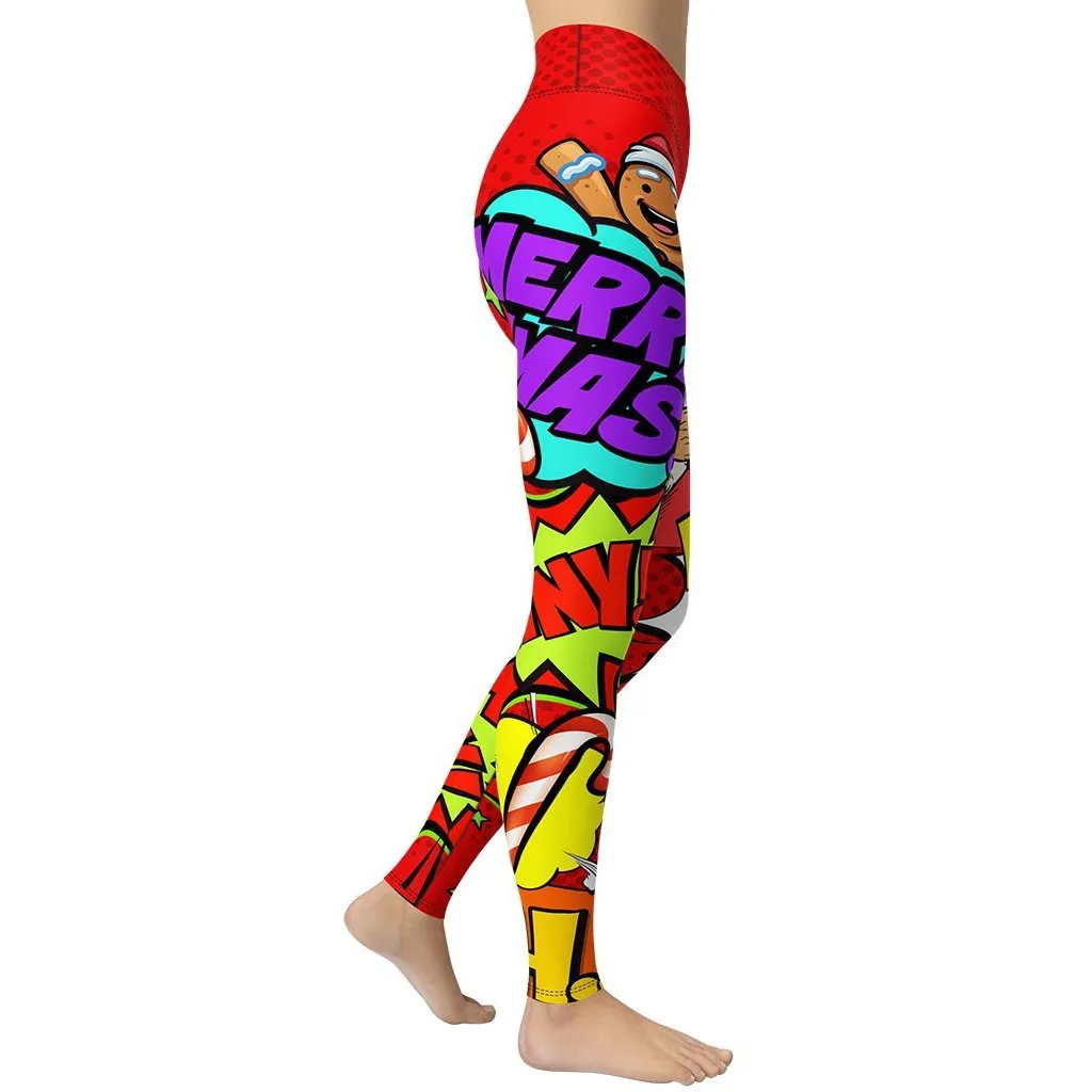 Pop Art Santa Christmas Yoga Leggings